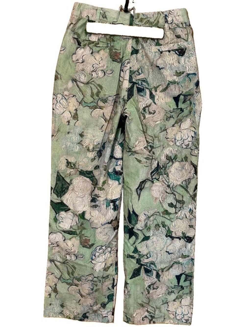 THE MET × PACSUN Pants Women Medium Van Gogh Roses Green Cotton Floral Limited